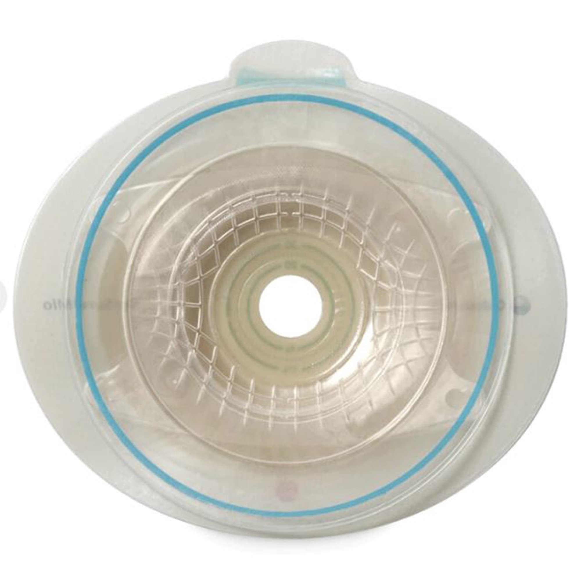 Coloplast SenSura Mio Click elastic adhesive close-up showing flexible skin contact.