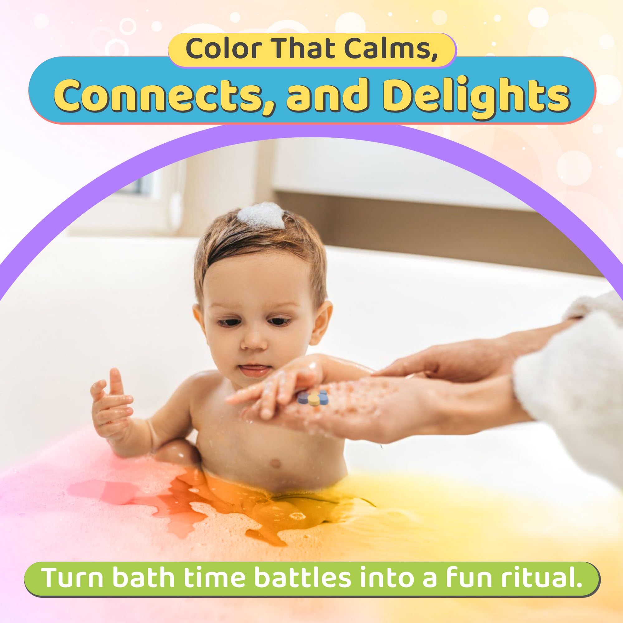 Color My Bath primary color mix creates endless shade possibilities during bath time.