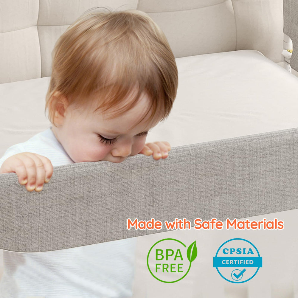 Colorfarm bed rail height adjustment demonstrates a zero-gap fit for secure nights.