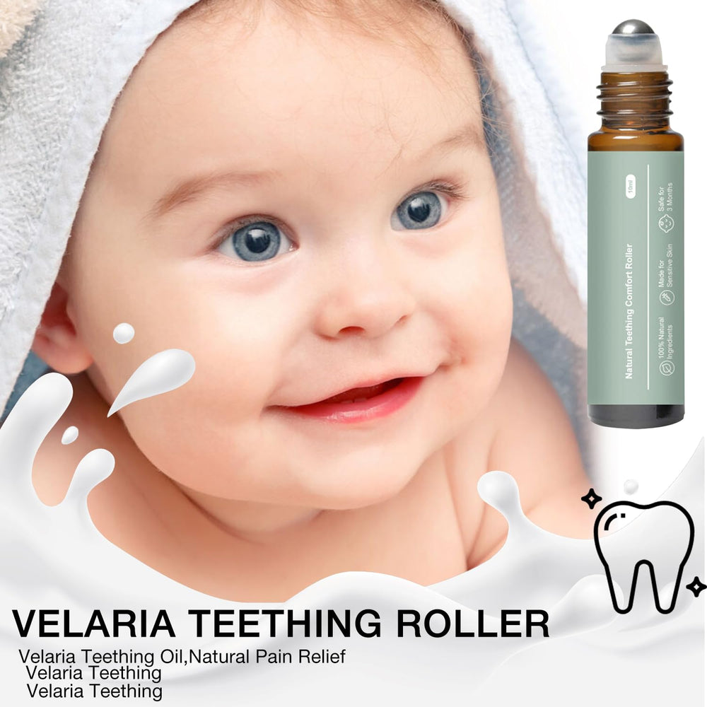 COLOTTE teething roller with chamomile oil provides calming relief