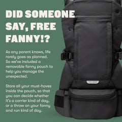 Colugo baby carrier in back carry for hands-free stability on the go.