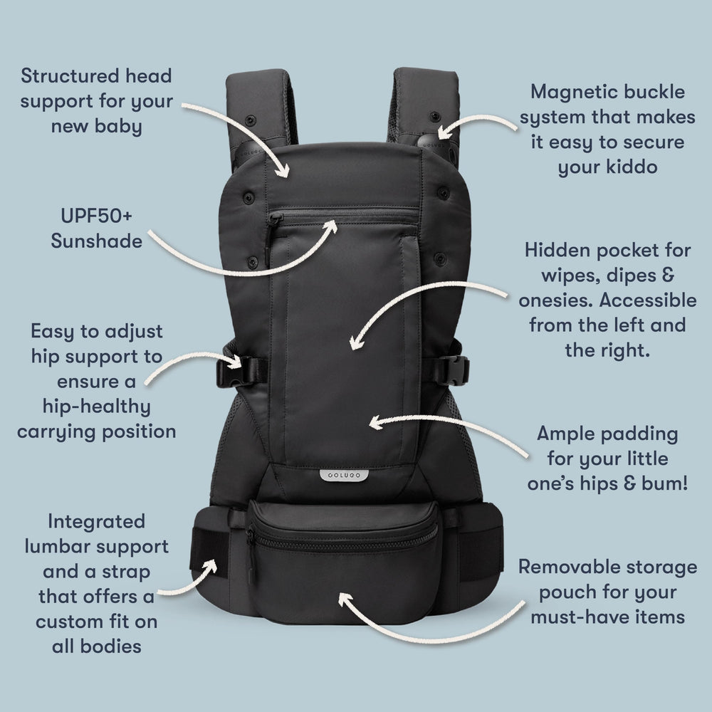 Colugo baby carrier uses durable polyester and nylon for lasting use.