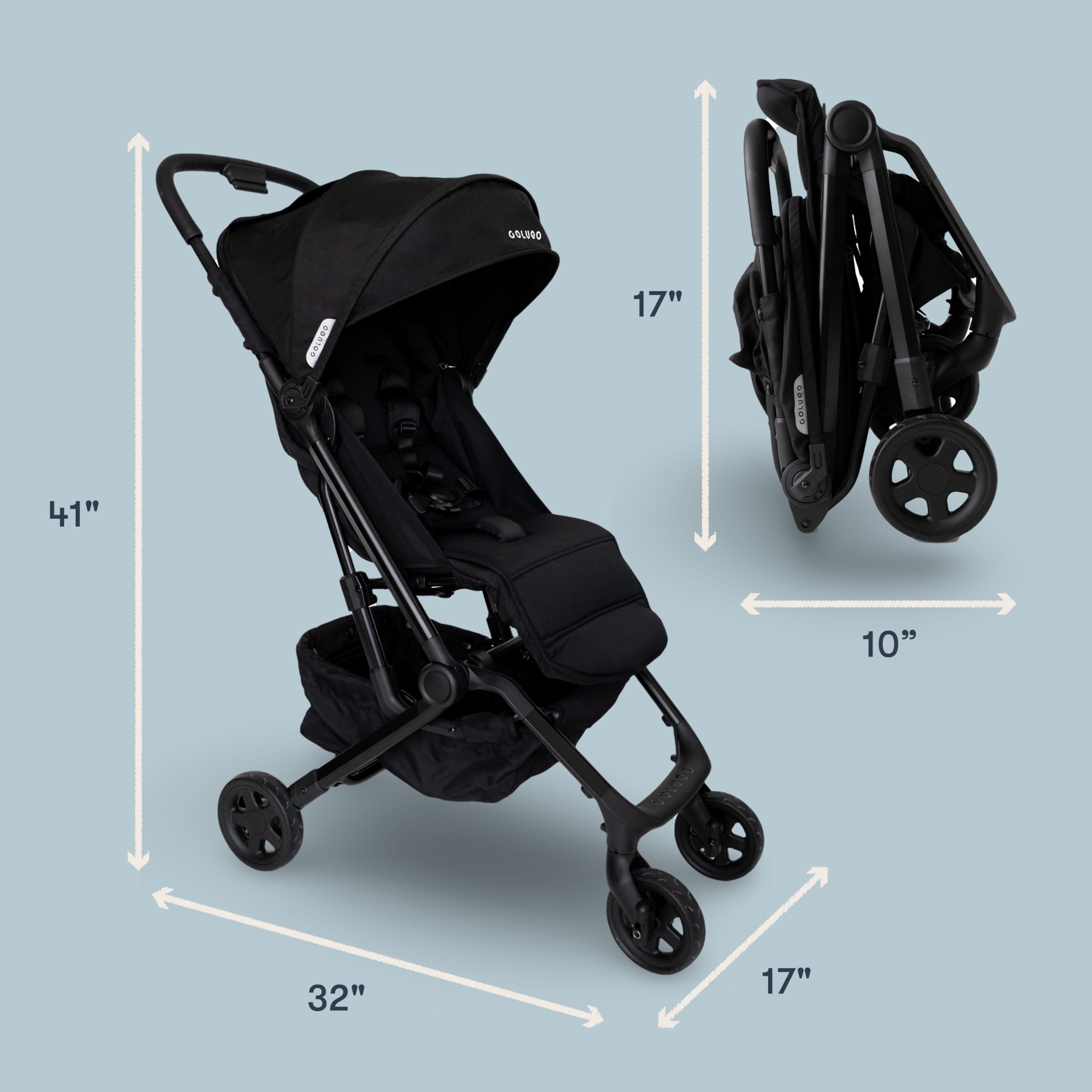 Colugo Compact Stroller+ fits airplane overhead bins for travel convenience