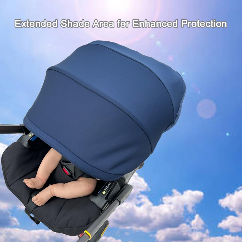 Colukii blue stroller canopy durable fabric blocks sun and UV