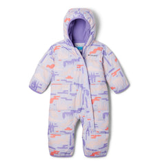 Columbia Baby Snuggly Bunny II Bunting front view in Snowdrift Highland Paisley Purple showing cozy warmth