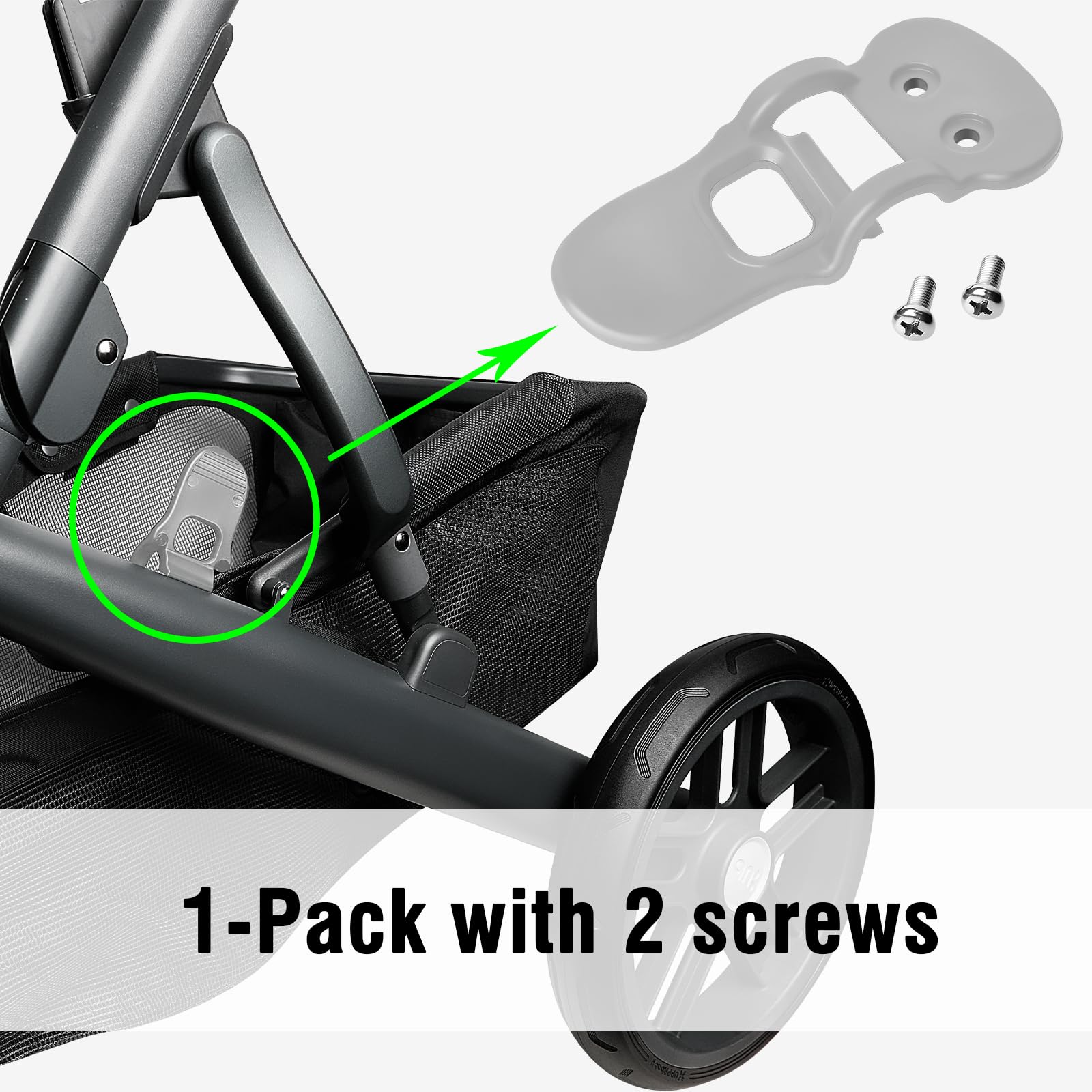 Com MUMU latch installation step for Uppababy Vista V1/V2, simple on-the-go repair.