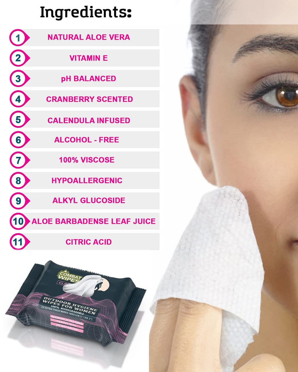 Close-up of Gaia wipe texture highlighting extra-thick cleansing.
