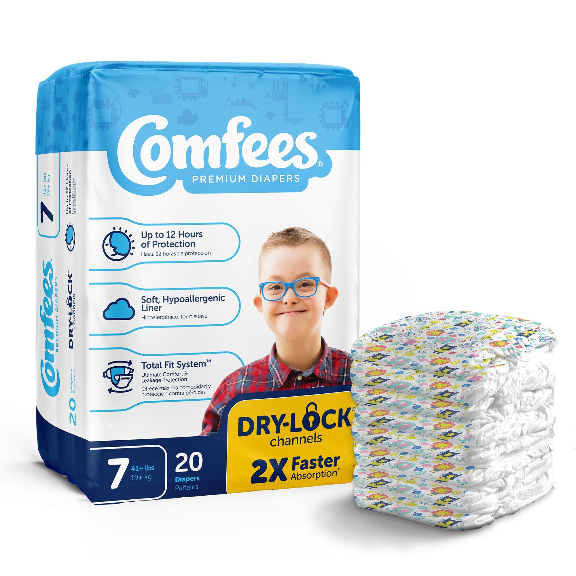 Comfees CMF7 pack of 20 diapers for reliable daytime and overnight use