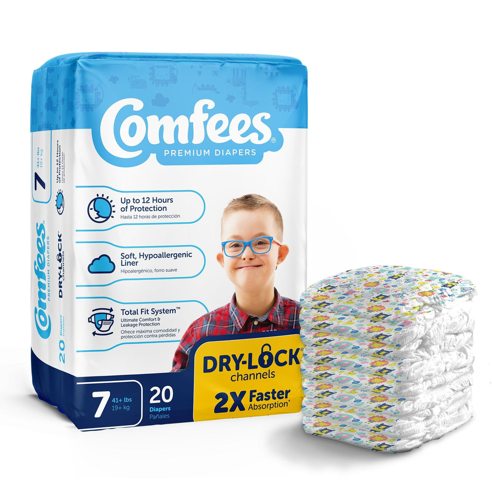 Comfees CMF7 pack of 20 diapers for reliable daytime and overnight use