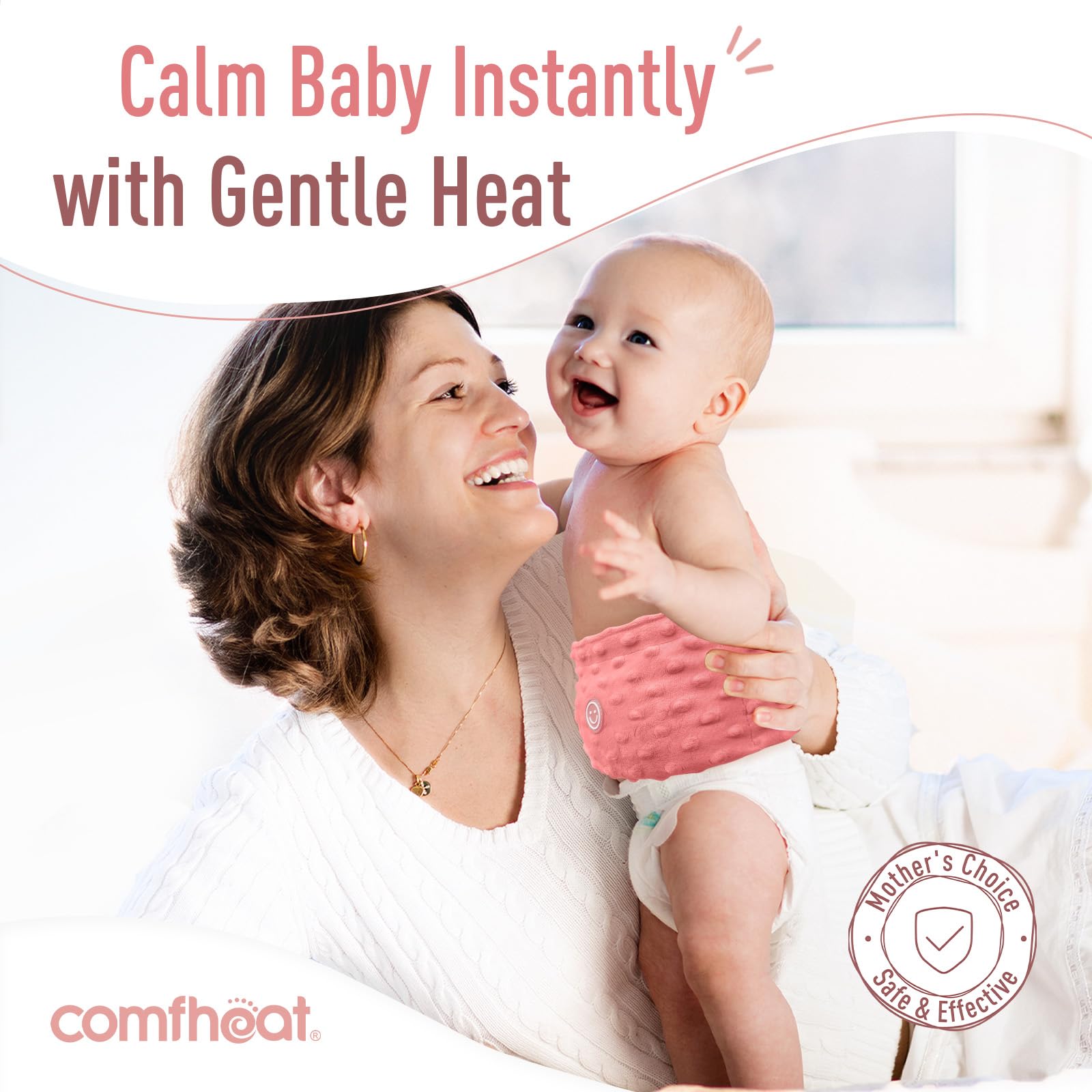 Comfheat microwave-ready heat pack instruction visual for quick warmth