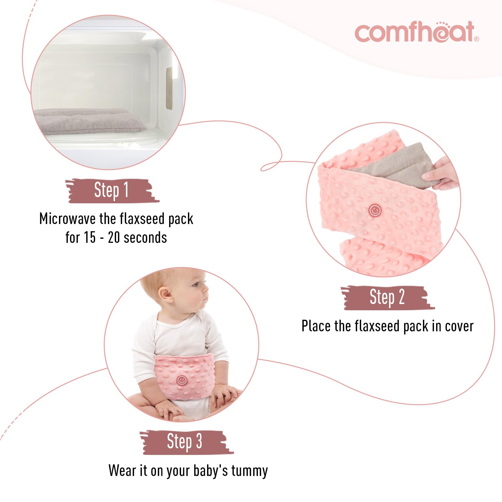 Close-up of soft breathable fabric used in Comfheat wrap in pink.