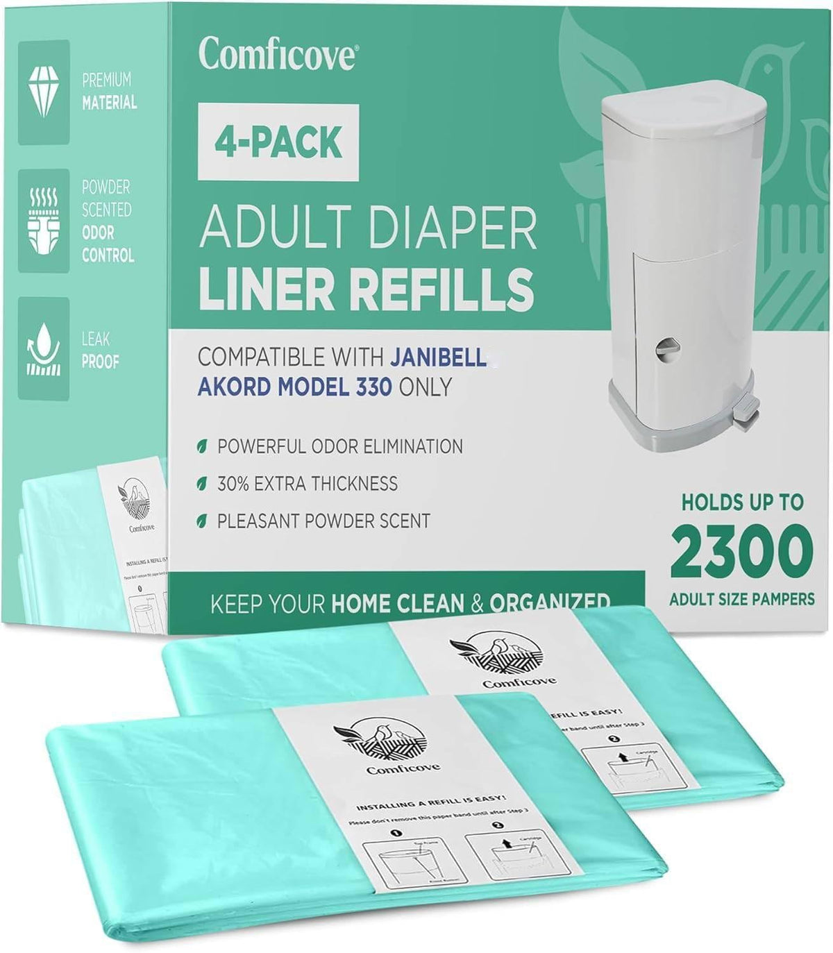 COMFICOVE 8-pack diaper liner refills for clean, hygienic disposal.