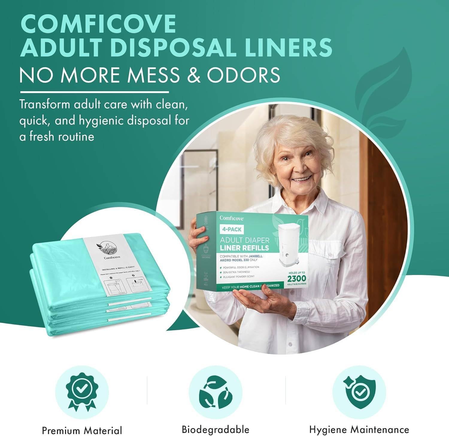 COMFICOVE liners compatible with Janibell Akord 330 for easy waste management.