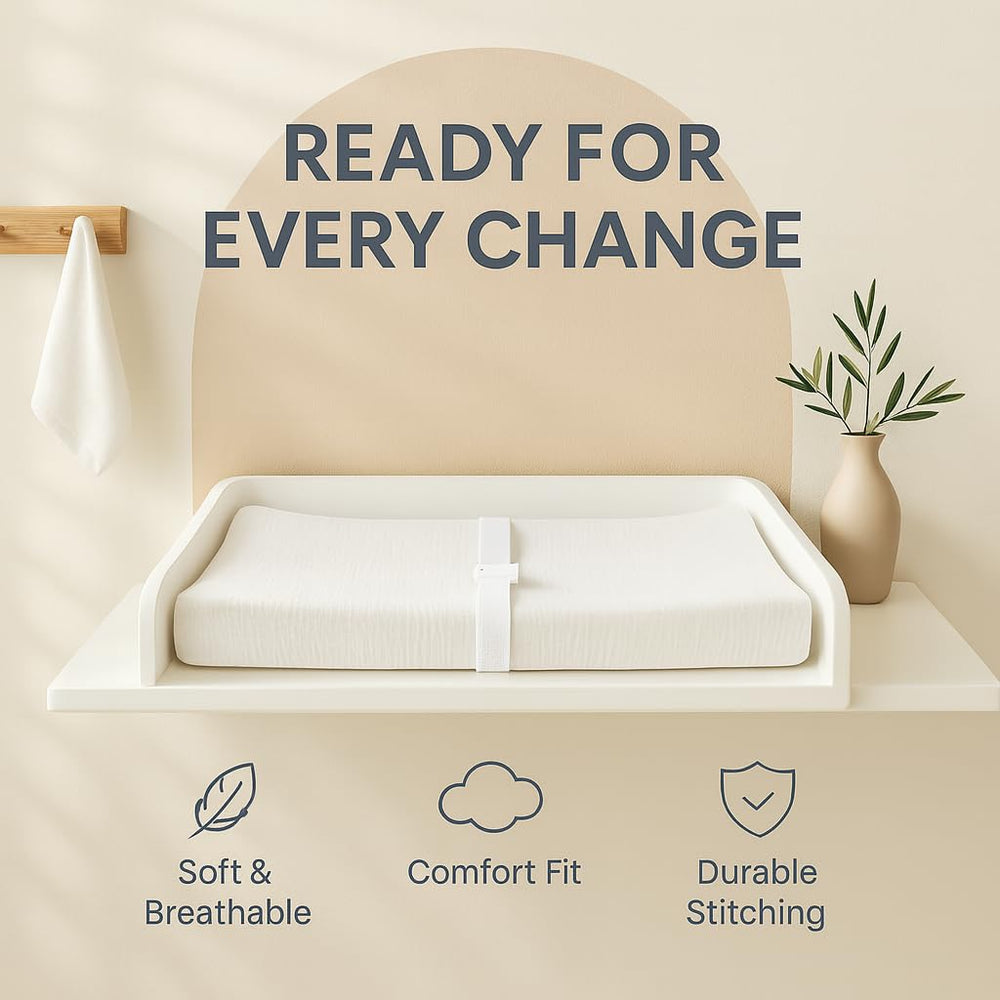 Comforista changing pad cover in neutral nursery colors complements any decor.