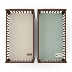 Comforista crib sheet green beige fits 52x28x9 securely and calms the nursery.