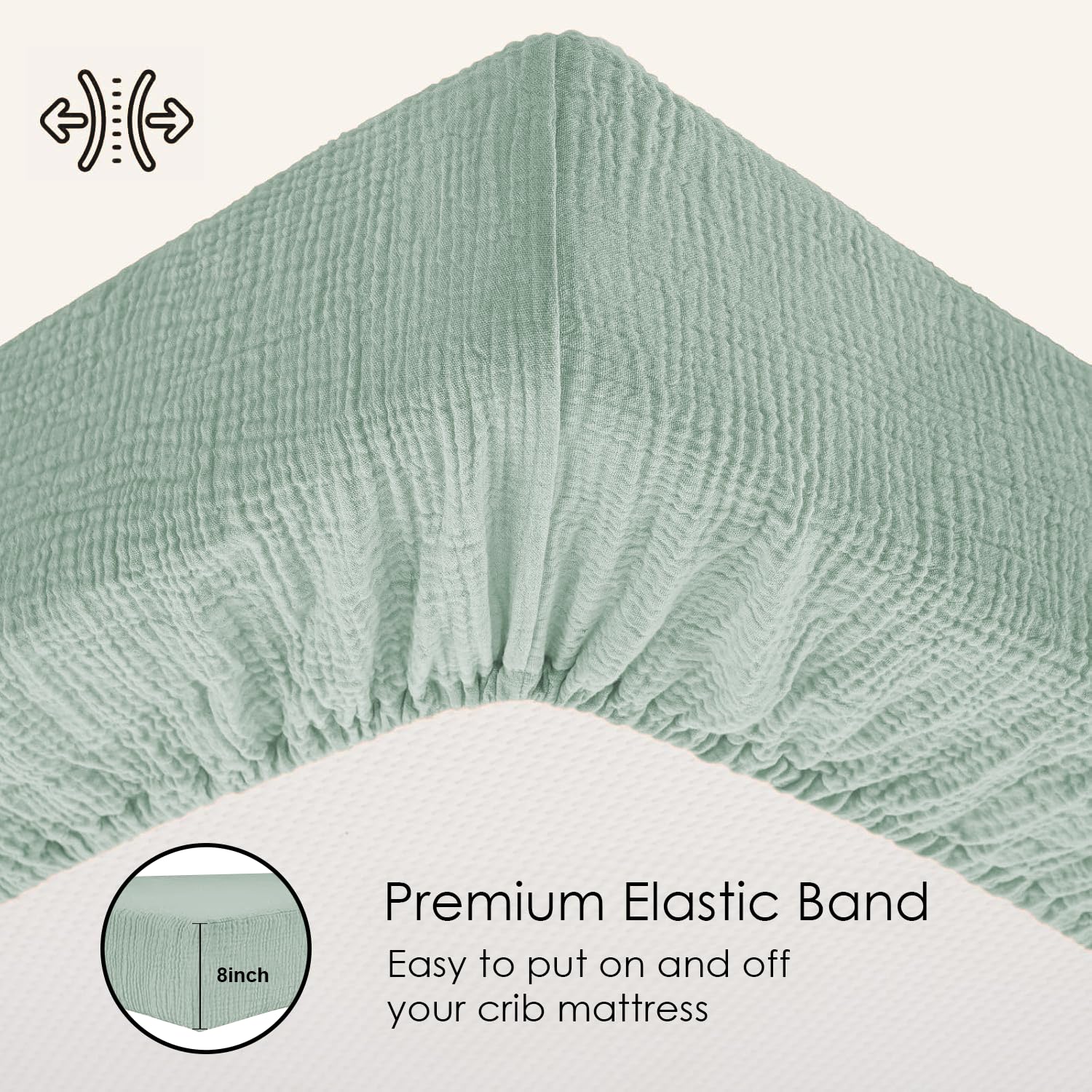 Comforista crib sheet with secure elastic keeps the mattress in place.