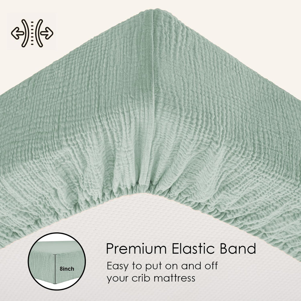 Comforista crib sheet with secure elastic keeps the mattress in place.