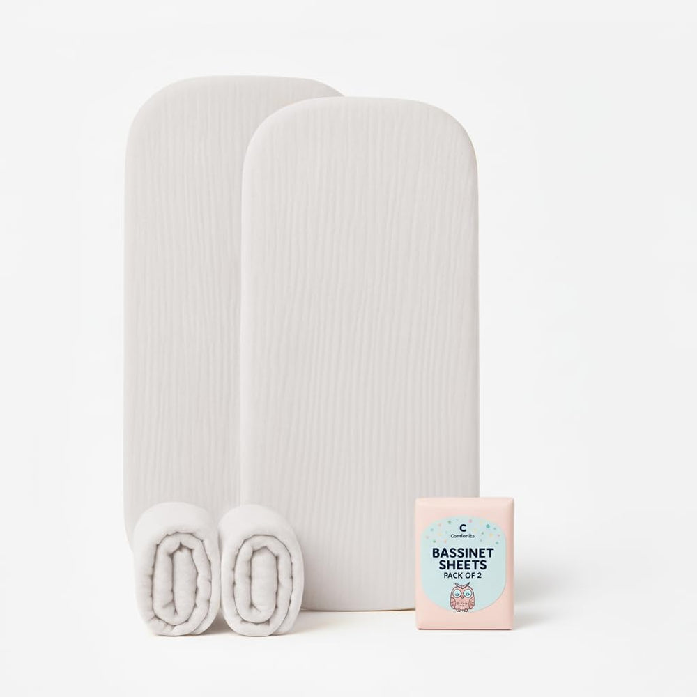Comforista muslin bassinet sheets fit 33x17 rectangles and ovals securely