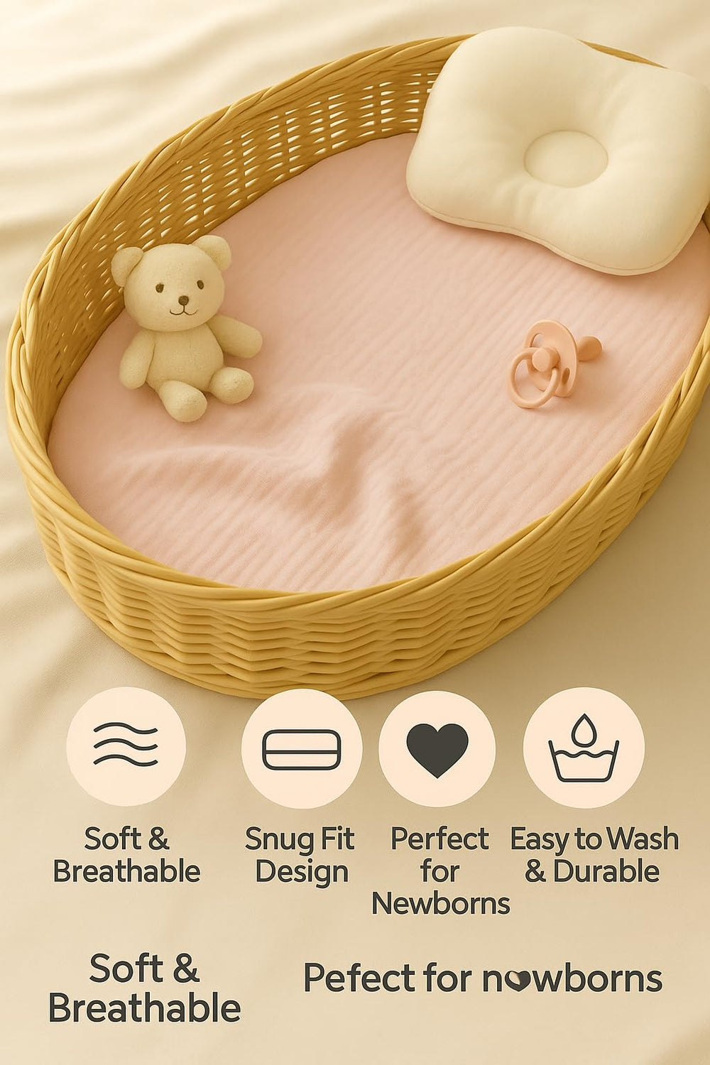 Care label on Comforista sheets highlighting machine-washable durability.