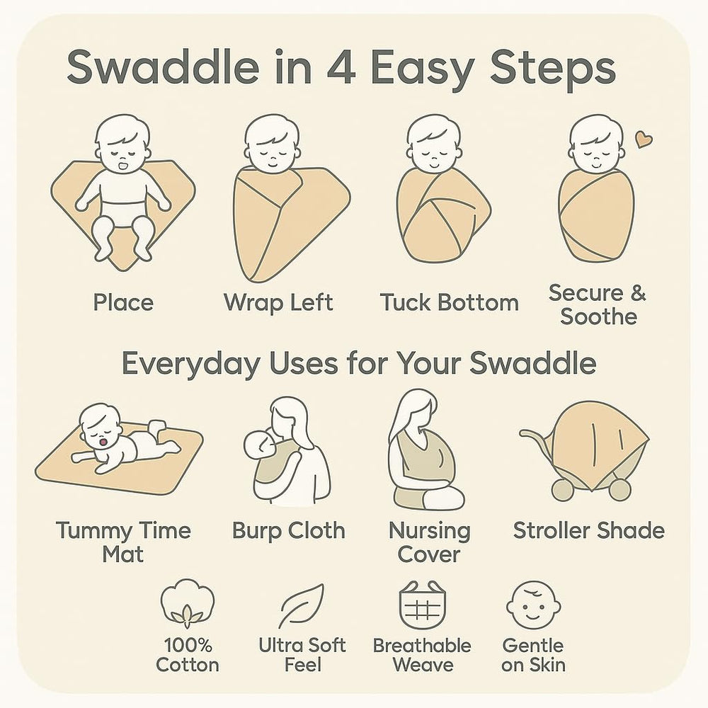 Comforista muslin swaddle blanket baby swaddled at night for comfort