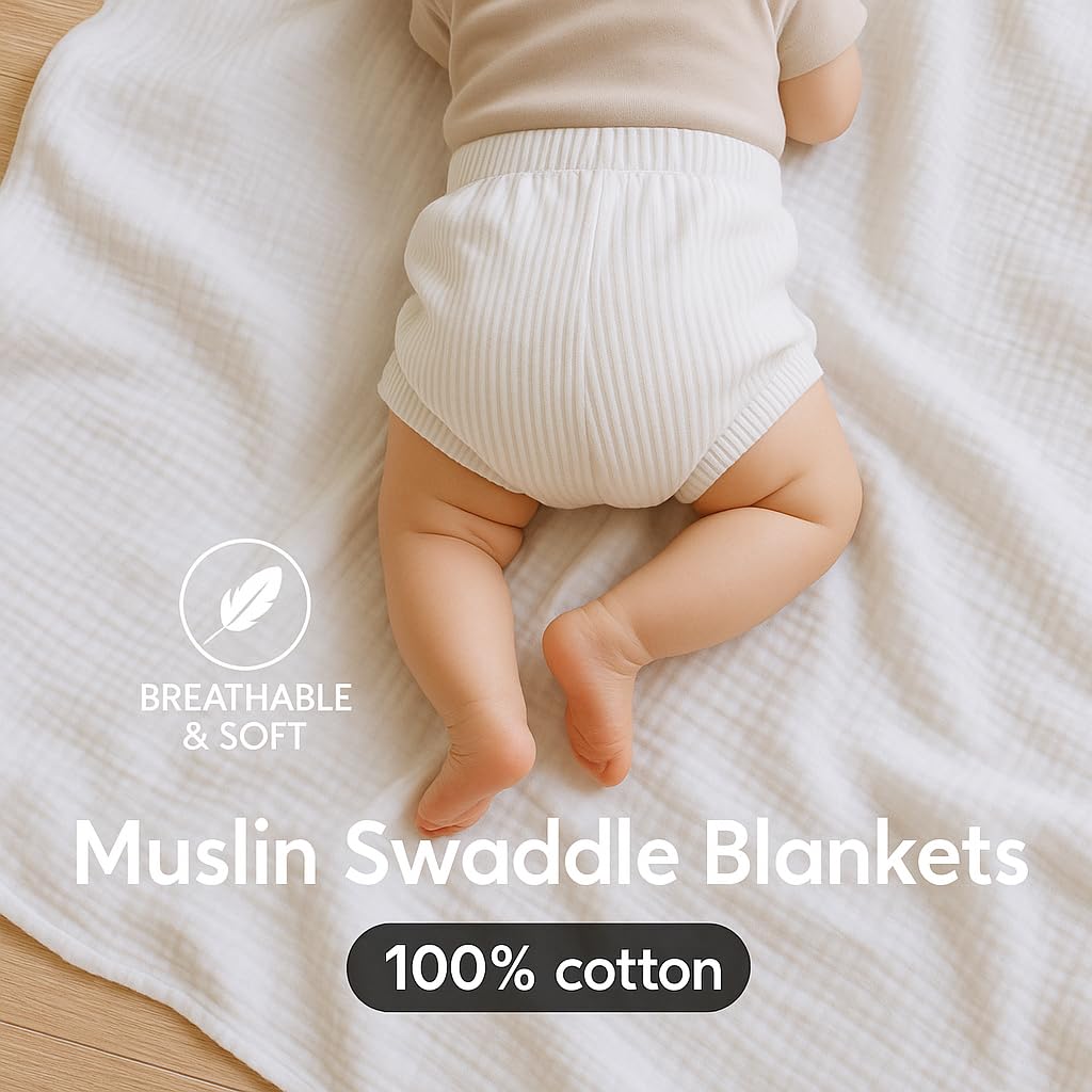 Comforista muslin swaddle blanket breathable fabric promotes airflow for comfort