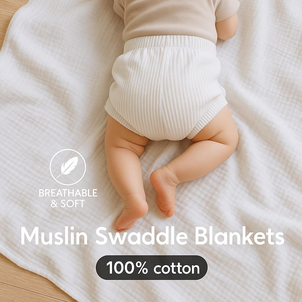 Comforista muslin swaddle blanket breathable fabric promotes airflow for comfort