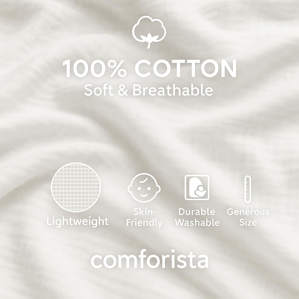 Comforista muslin swaddle blanket easy care durable for many washes