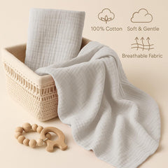 Comforista muslin swaddle blanket close-up shows ultra soft pre washed fabric