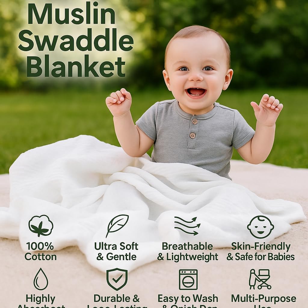 Comforista muslin swaddle blanket stroller cover use during outings