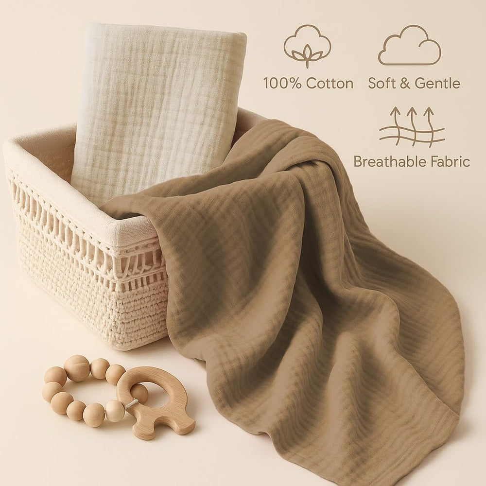 Breathable Comforista muslin fabric enhances airflow for baby comfort.