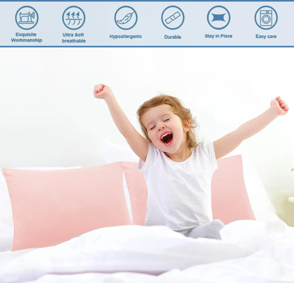 Comfort Beddings blush pink 13x18 toddler pillowcase in machine-washable fabric for easy care.