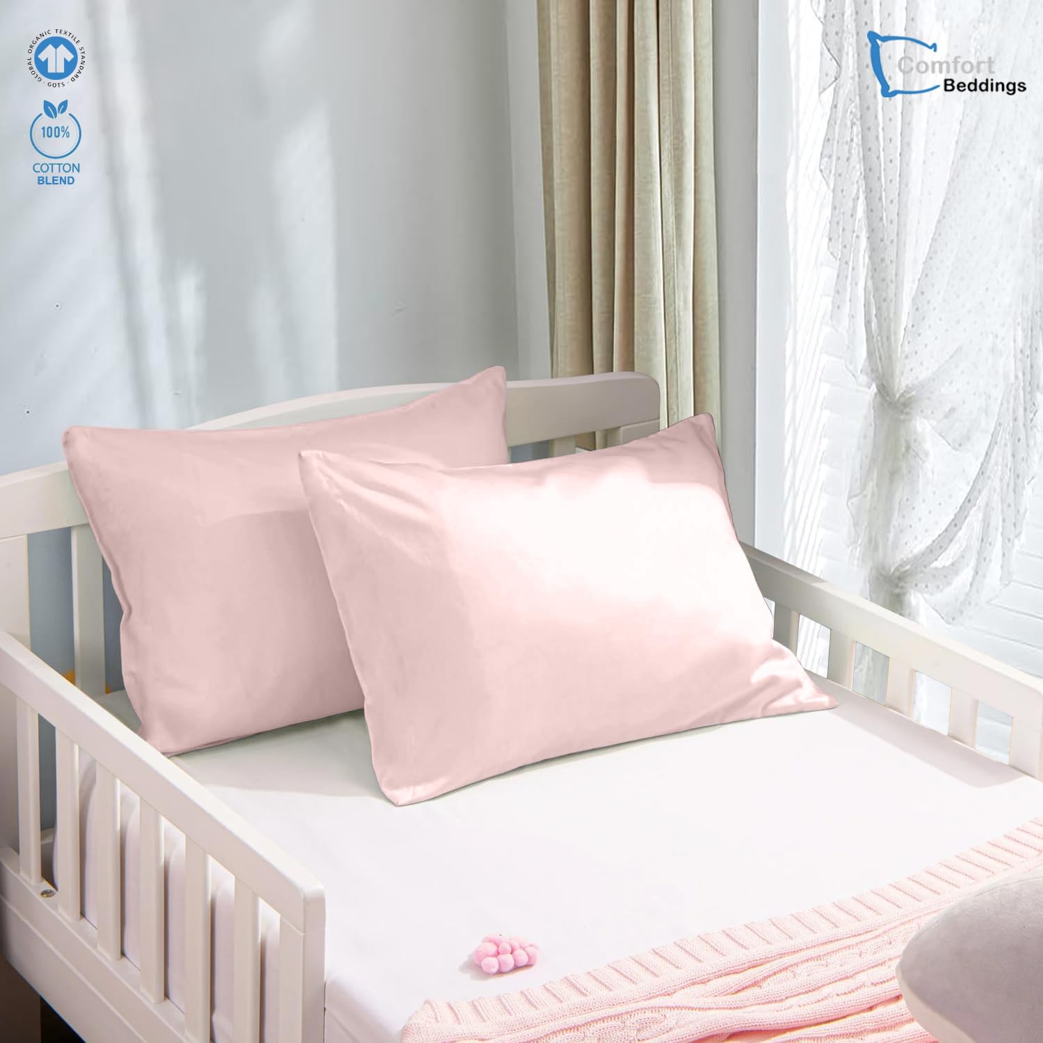 Comfort Beddings 13x18 blush pink pillowcase with sateen weave for a soft touch.
