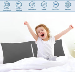 Grey Comfort Beddings pillowcase ready for dust protection and care.