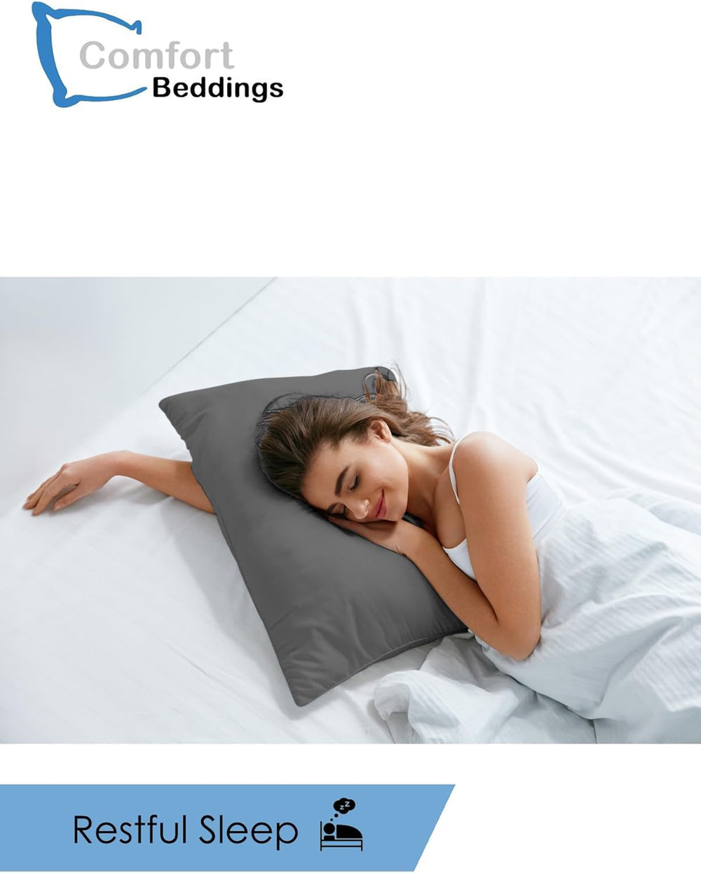 Machine washable Comfort Beddings pillowcase demonstrates easy care.
