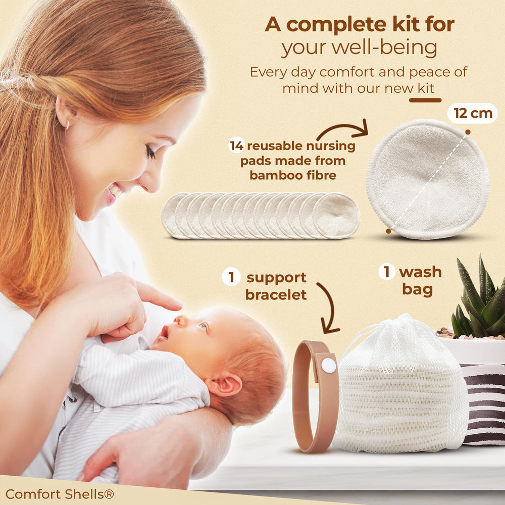 Comfort Shells nursing pads 12 cm diameter provide comfortable coverage.