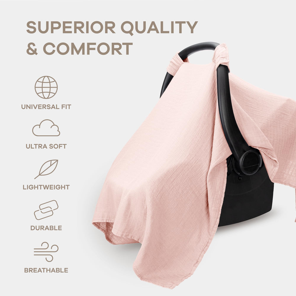 Comfy Cubs full-coverage canopy shields baby from sun and insects during travel.