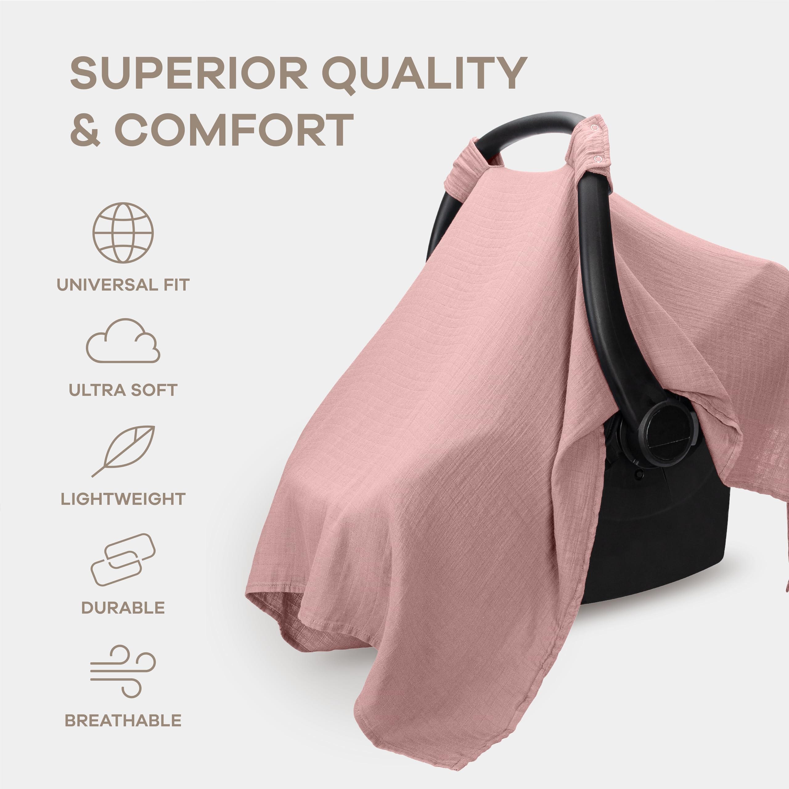 Comfy Cubs full-coverage canopy protects baby from sun and insects.