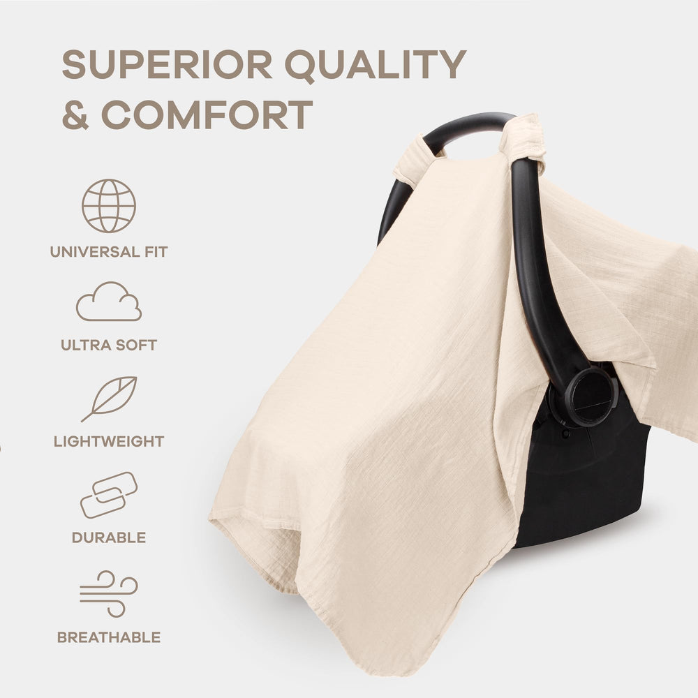 Car seat cover providing full coverage and UV protection during travel