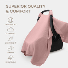 Comfy Cubs full-coverage canopy protects baby from sun and insects.