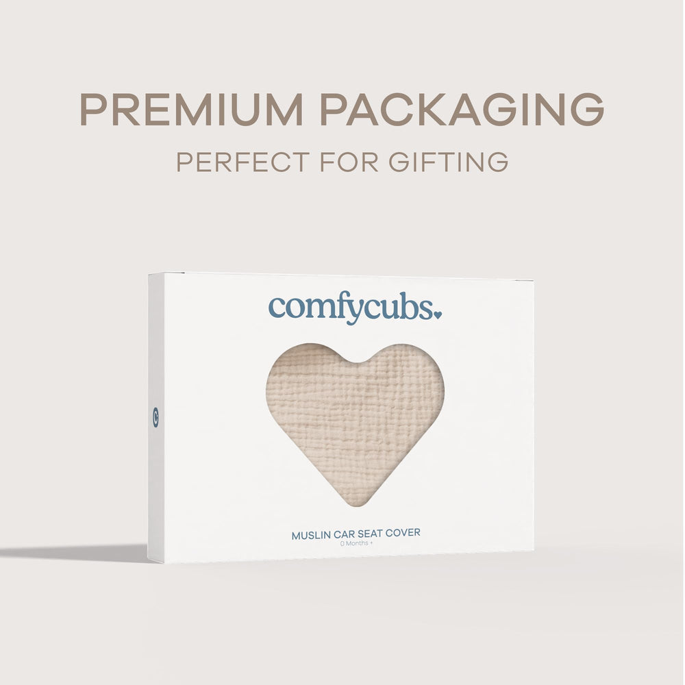 Gift-ready Comfy Cubs sand design car seat cover in elegant packaging