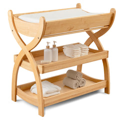Comfy Cubs baby changing table with sturdy wood construction supports daily diaper changes.