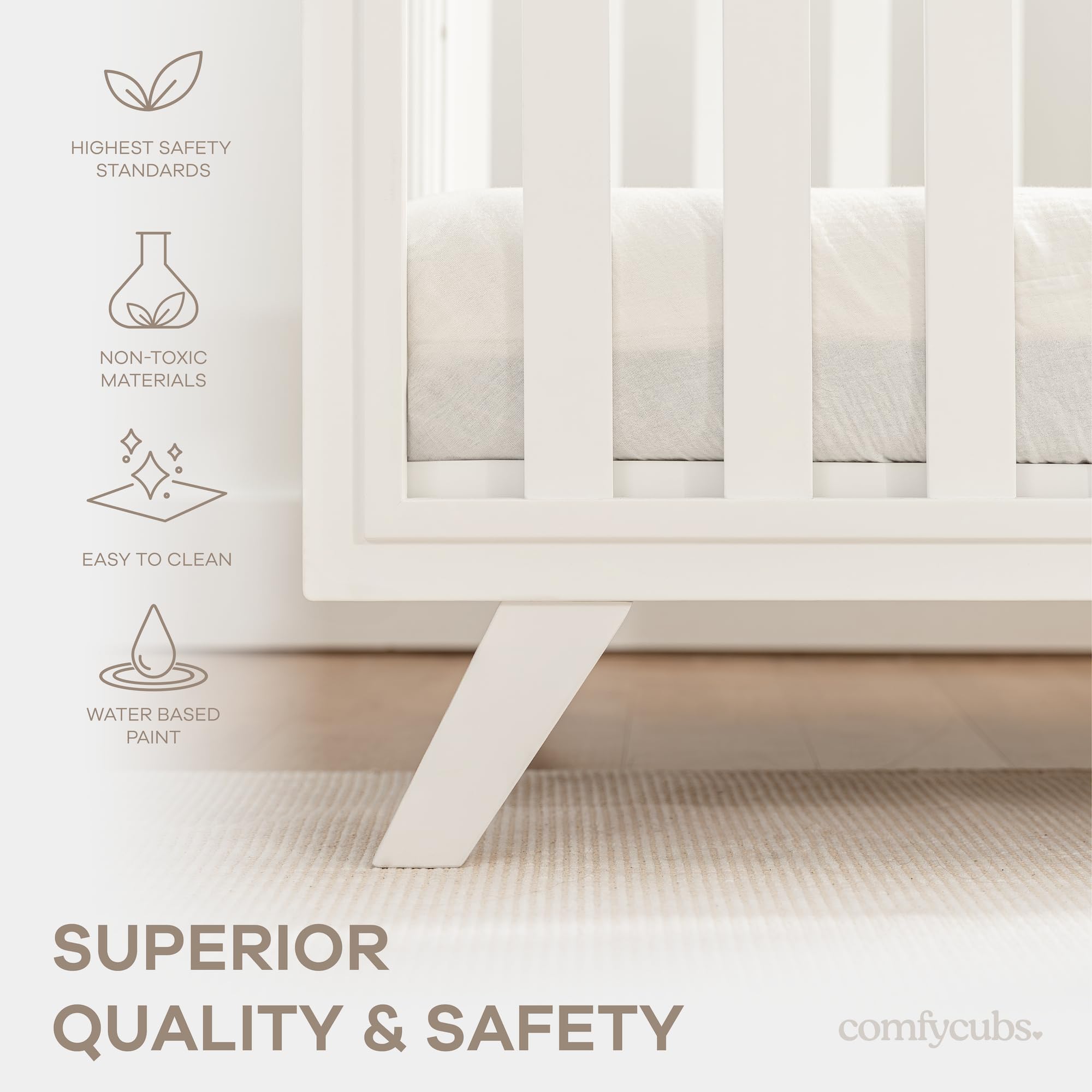 Convertible Comfy Cubs crib with toddler bed kit