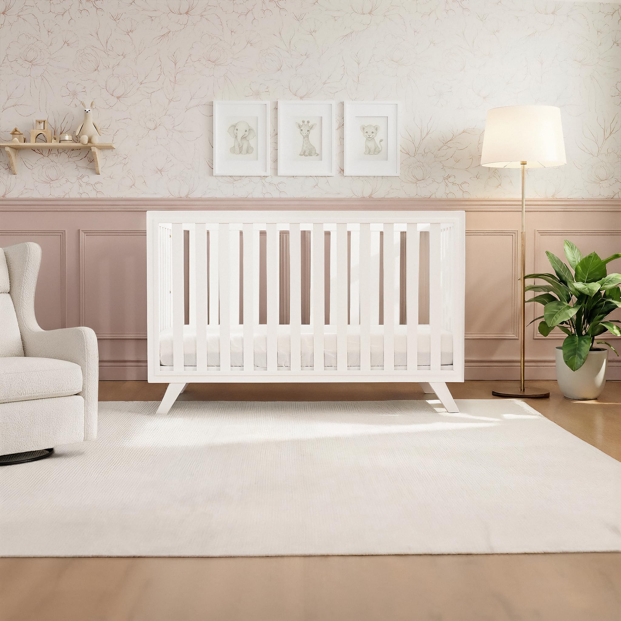 Solid wooden Comfy Cubs crib with rounded edges for safety