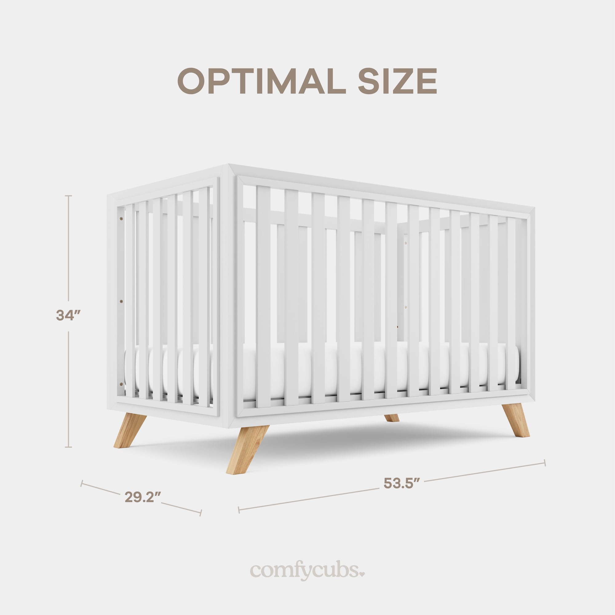 Comfy Cubs two-tone white bars with natural wood legs for modern style.