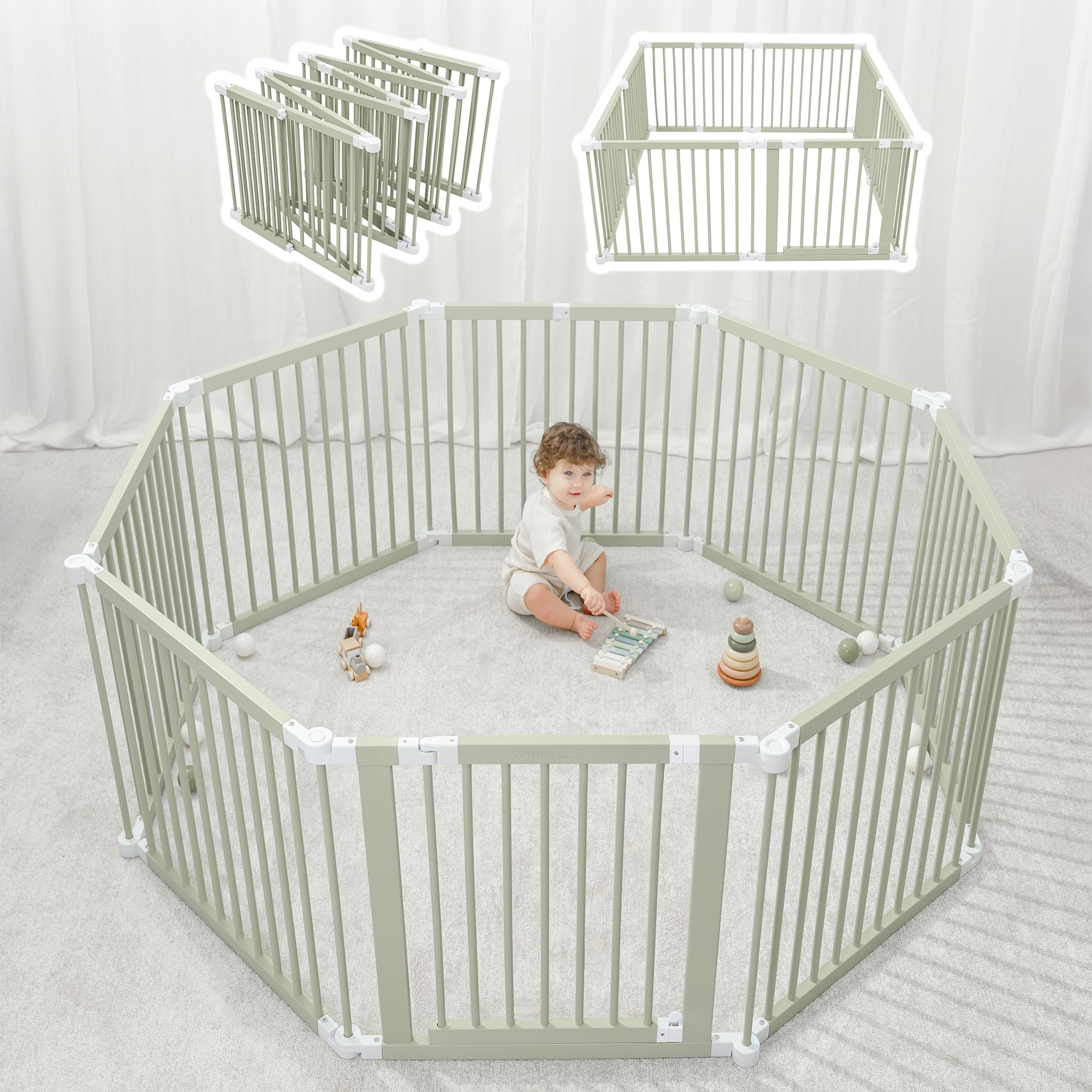 Comfy Cubs baby gate 57x57 frame ready for safe playtime.