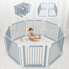 Comfy Cubs baby gate playpen fully assembled for fast, tool-free setup.