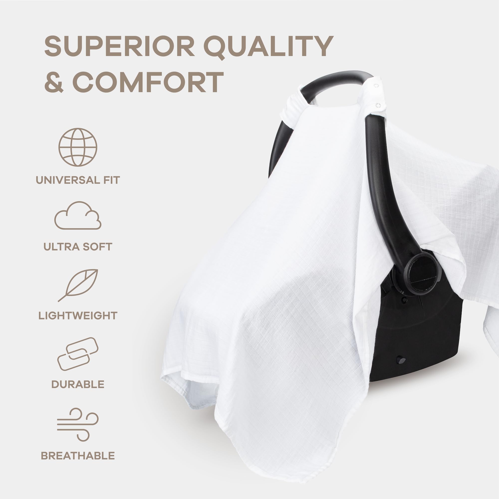 Comfy Cubs car seat cover secure snap closure for snug fit.