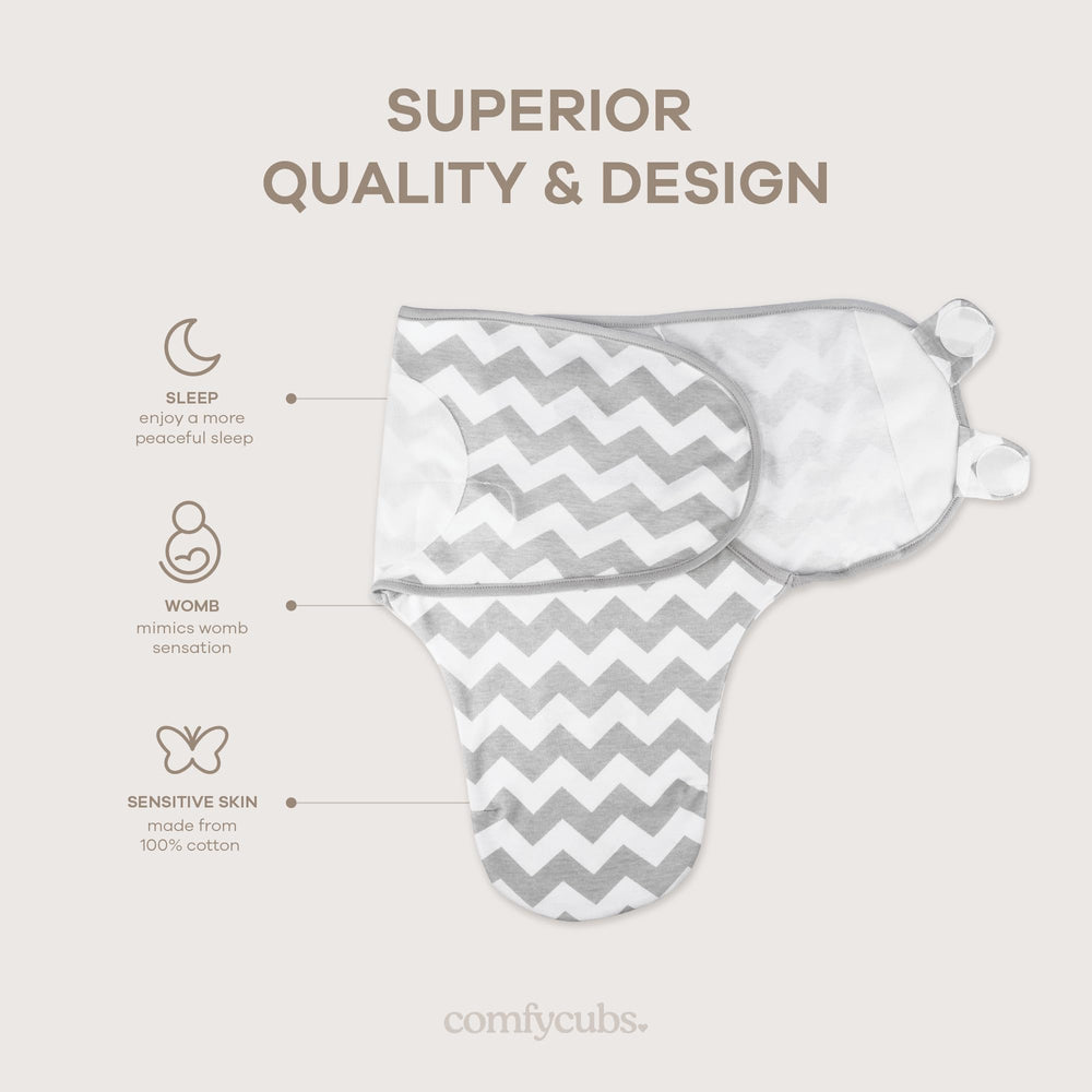 Comfy Cubs Breathable Cotton Swaddle shown in warm nursery setting.