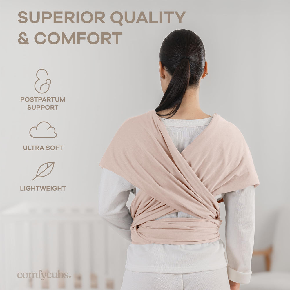 Comfy Cubs baby wrap enables hands-free feeding while keeping baby close and secure.