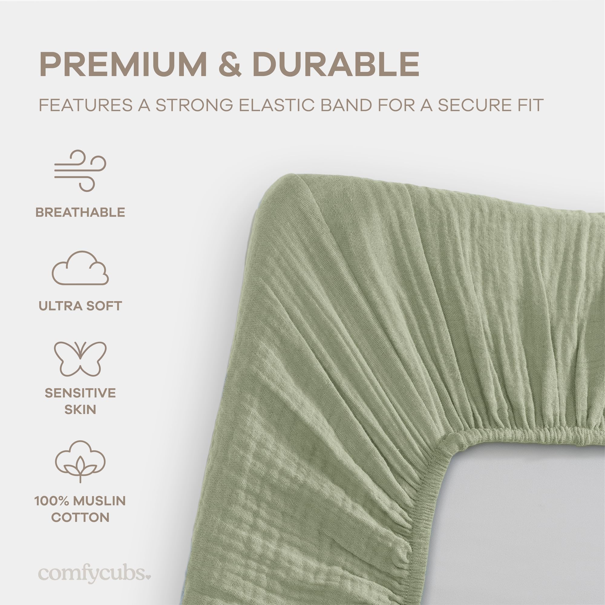 Gift-ready packaging of Comfy Cubs bassinet sheet.